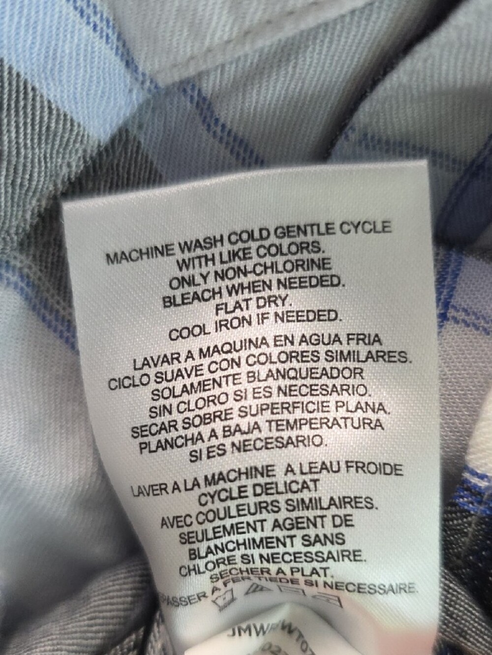 Jones New York White, Black and Light Blue Plaid Button-Front Shirt - Picture 4 of 6